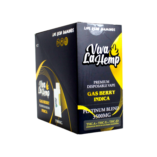 VIVA LA HEMP D8 PLATINUM 3500MG DISPOSABLE VAPE INDICA - GAS BERRY - Image 2