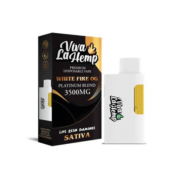 VIVA LA HEMP D8 PLATINUM 3500MG DISPOSABLE VAPE SATIVA - WHITE FIRE OG