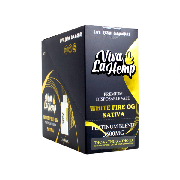 VIVA LA HEMP D8 PLATINUM 3500MG DISPOSABLE VAPE SATIVA - WHITE FIRE OG - Image 2