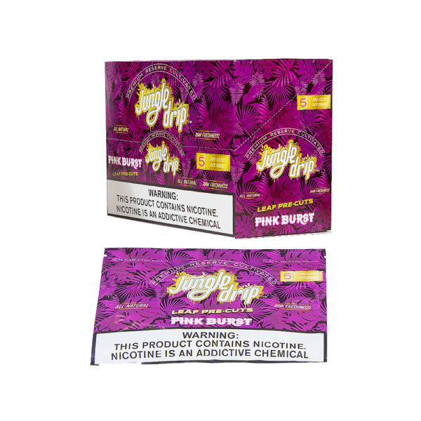 JUNGLE DRIP LEAF PRECUT 5/PK CIGAR WRAPS - PINK BURST