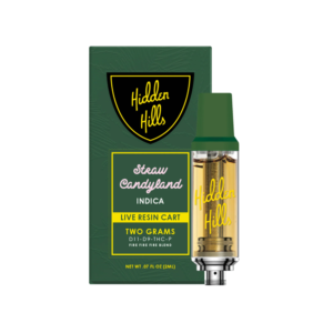 HIDDEN HILLS BLEND D11/D9/THCP LIVE RESIN 2G CARTRIDGE HYBRID – STRAW CANDY LAND