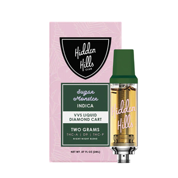 HIDDEN HILLS VVS LIQUID DIAMOND D9/THCA/THCP 2G CARTRIDGE HYBRID - SUGAR MONSTER