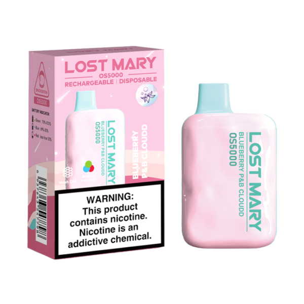 LOST MARY OS5000 5% SALT NIC DISPOSABLE - BLUEBERRY P&B CLOUD