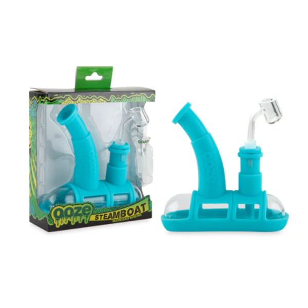 OOZE STEAMBOAT SILICON/GLASS WATER PIPE - TEAL