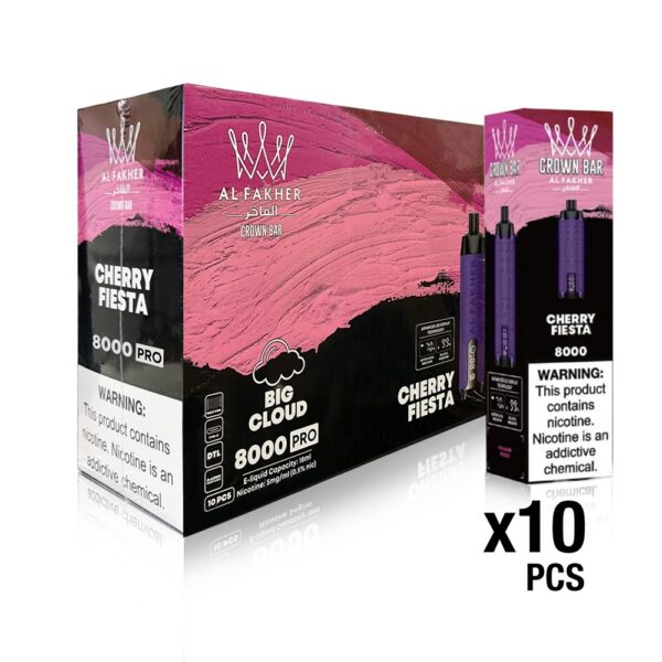 ALFAKHER CROWN BAR  5% NIC 8000 PUFFS DISPOSABLE - CHERRY FIESTA - Image 2