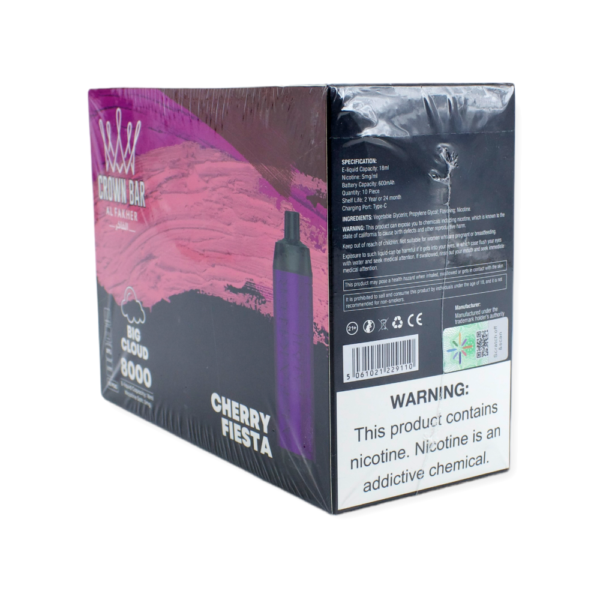 ALFAKHER CROWN BAR  5% NIC 8000 PUFFS DISPOSABLE - CHERRY FIESTA - Image 3