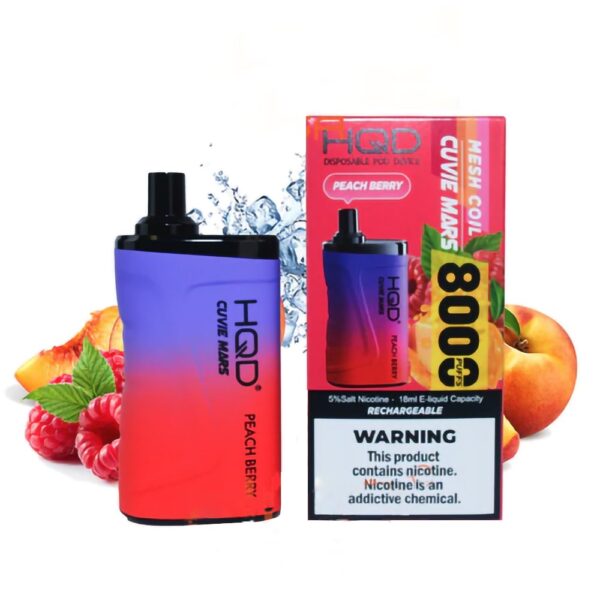 HQD CUVIE MARS 5% NIC DISPOSABLE - PEACH BERRY