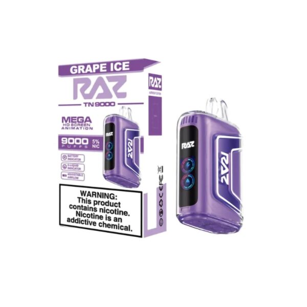 RAZ 5% NIC 9000PUFFS DISPOSABLE - GRAPE ICE