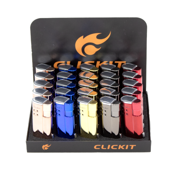 CLICKIT FLIP TOP TRIPLE TORCH LIGHTER W/ CIGAR PUNCHER - Image 2