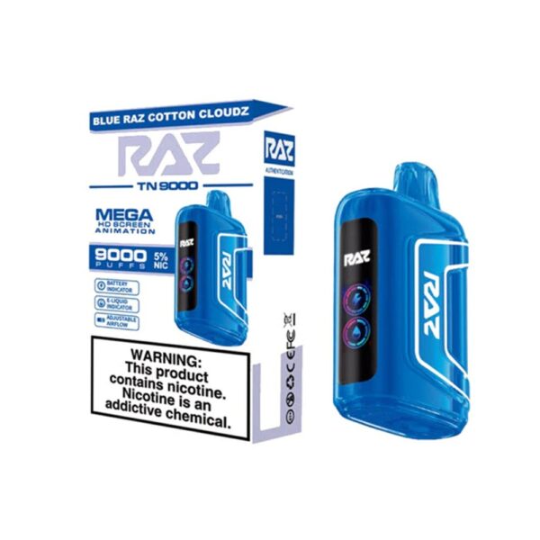 RAZ 5% NIC 9000PUFFS DISPOSABLE - BLUE RAZZ COTTON CLOUDS