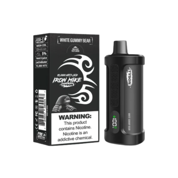 TYSON IRON MIKE 5%NIC 15000PUFFS  DISPOSABLE  - WHITE GUMMY BEAR