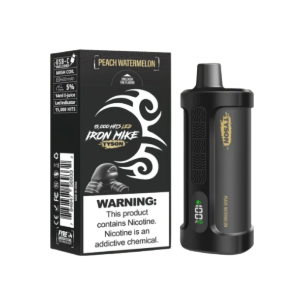 TYSON IRON MIKE 5%NIC 15000PUFFS  DISPOSABLE - PEACH WATERMELON