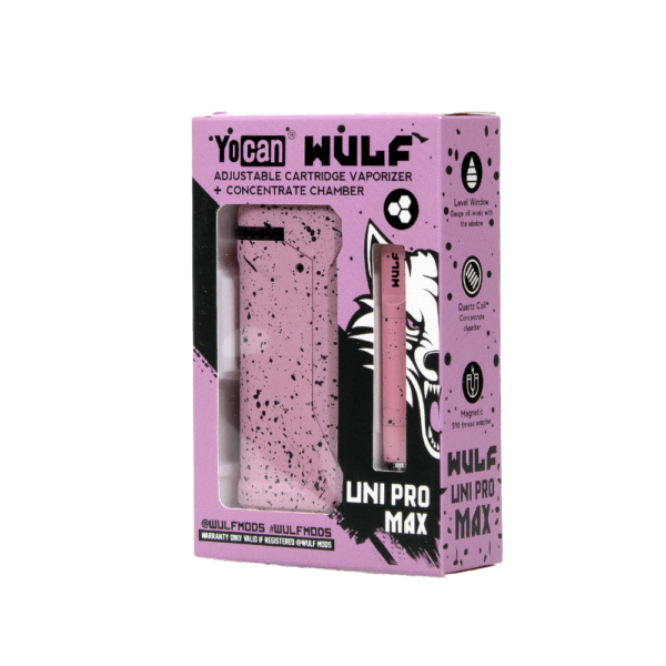 WULF MODS  X YOCAN UNI PRO MAX 650 mAh CARTRIDGE & STARTER KIT - PINK BLACK SPATTER