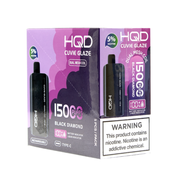 HQD CUVIE GLAZE 15000PUFFS 5% NIC DISPOSABLE - BLACK DIAMOND