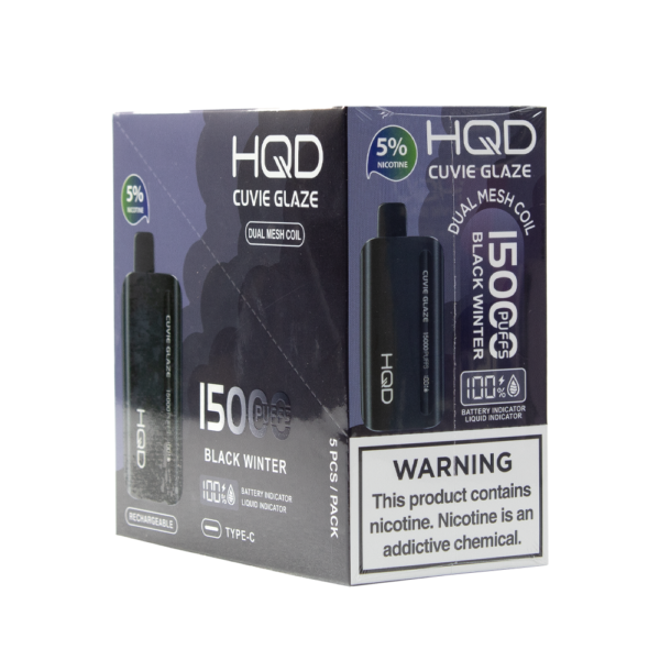 HQD CUVIE GLAZE 15000PUFFS 5% NIC DISPOSABLE - BLACK WINTER