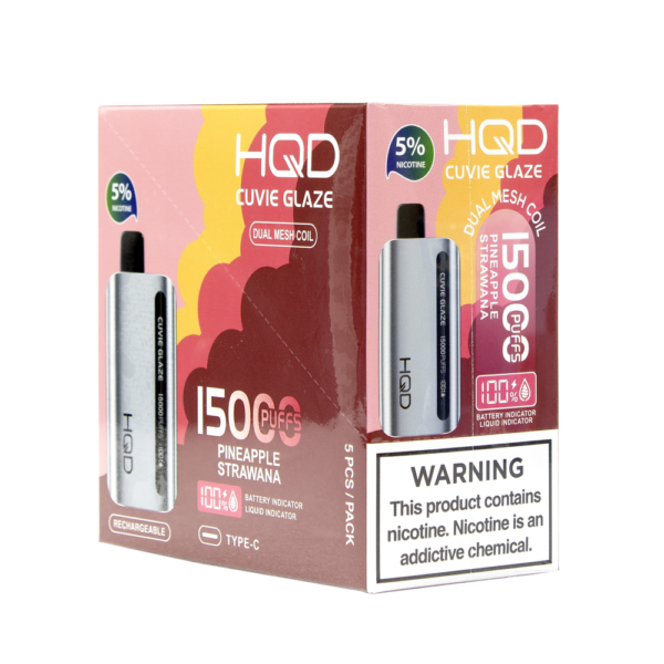 HQD CUVIE GLAZE 15000PUFFS 5% NIC DISPOSABLE - PINEAPPLE STRAW