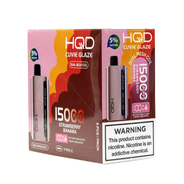 HQD CUVIE GLAZE 15000PUFFS 5% NIC DISPOSABLE - STRAW BANANA