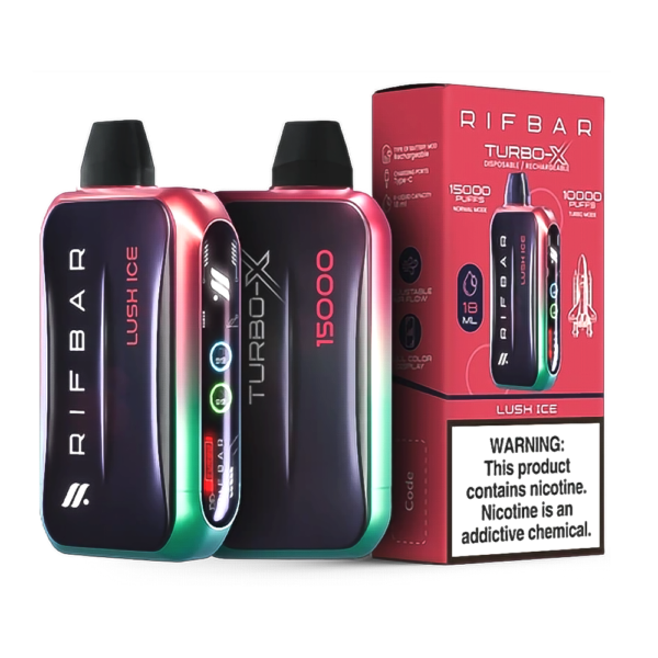 RIFBAR TURBO X 5% 15000 PUFFS DISPOSABLE - LUSH ICE