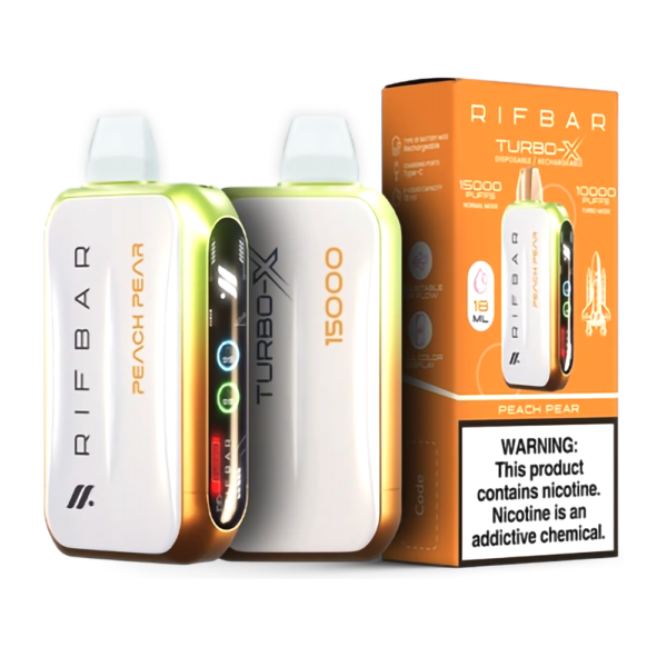 RIFBAR TURBO X 5% 15000 PUFFS DISPOSABLE - PEACH PEAR