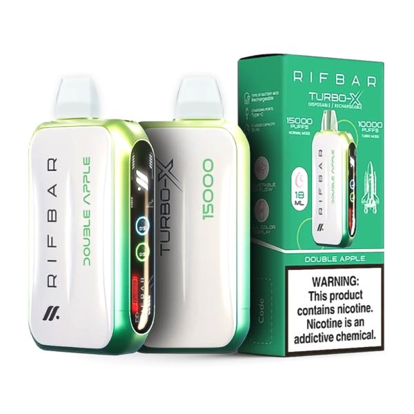 RIFBAR TURBO X 5% 15000 PUFFS DISPOSABLE - DOUBLE APPLE