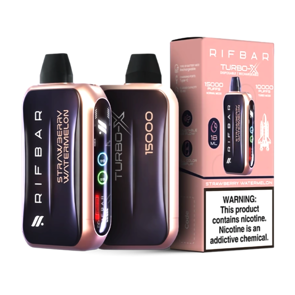 RIFBAR TURBO X 5% 15000 PUFFS DISPOSABLE - STRAW WATERMELON