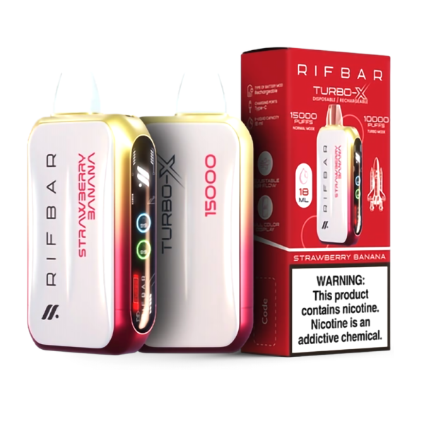 RIFBAR TURBO X 5% 15000 PUFFS DISPOSABLE - STRAW BANANA