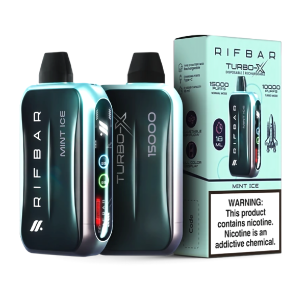 RIFBAR TURBO X 5% 15000 PUFFS DISPOSABLE - MINT ICE