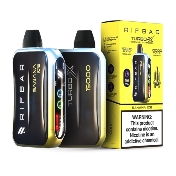 RIFBAR TURBO X 5% 15000 PUFFS DISPOSABLE - BANANA ICE