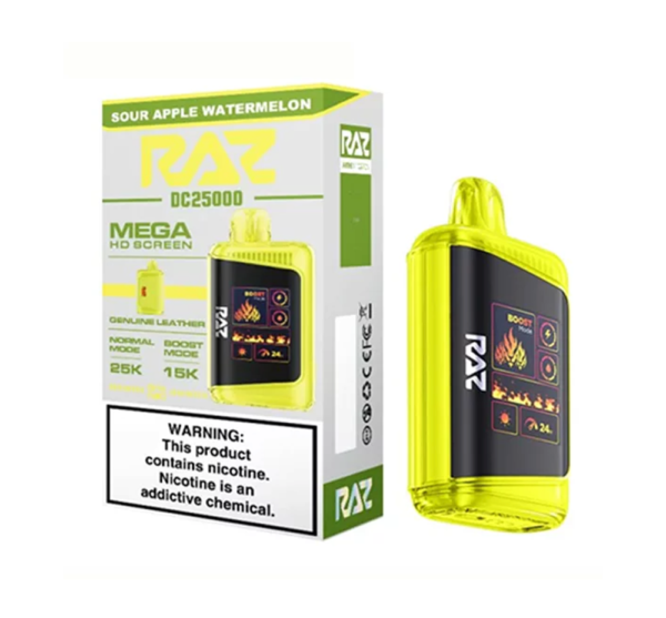 RAZ 5% 25000PUFF DISPOSABLE- SOUR APPLE WATERMELON