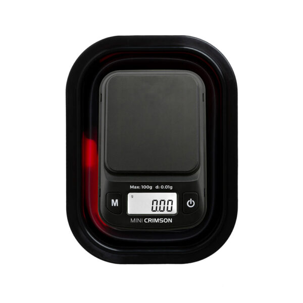 TRUWEIGH MINI CRIMSON 100G DIGITAL SCALE W COLLAPSIBLE BOWL 0.01G - BLACK RED