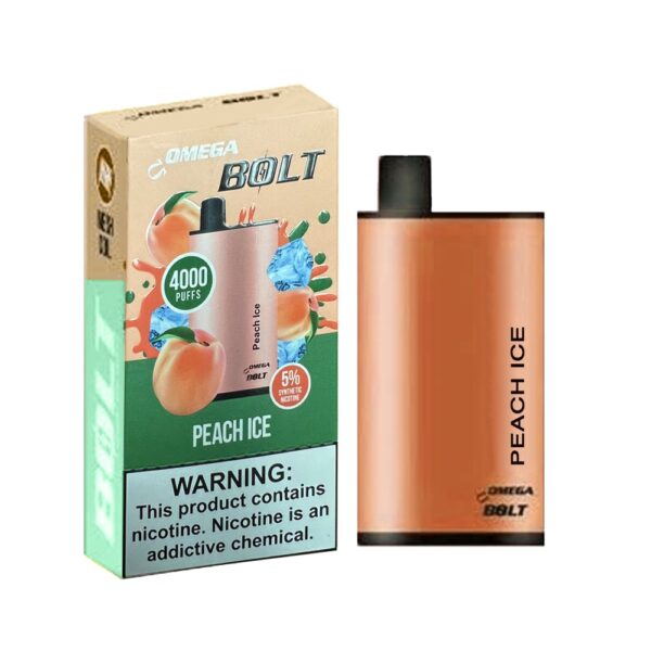 OMEGA BOLT 5% SALT NIC DISPOSABLE - PEACH ICE