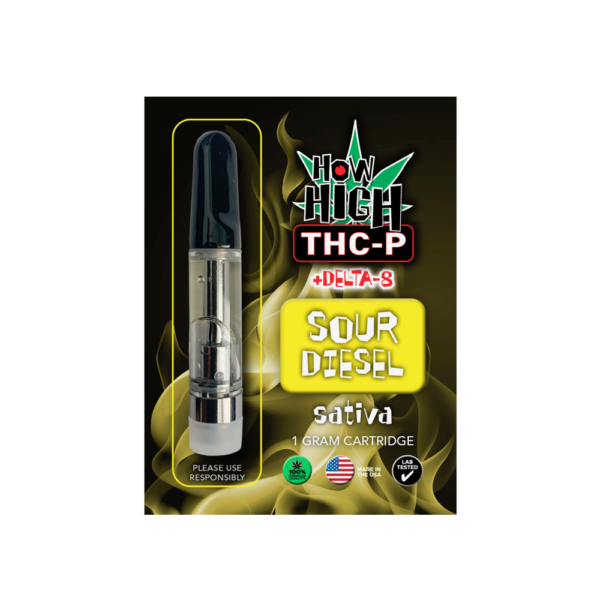 HOW HIGH THC- P D8 CARTRIDGE 1G SATIVA - SOUR DIESEL