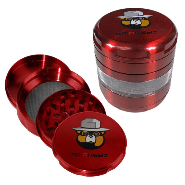 SOMKEYZ 4 PARTS LARGE CLEAR STRIPE DESIGN GRINDER