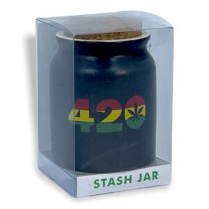 FASHION CRAFT MATT BLACK STASH JAR – 420 DESIGN