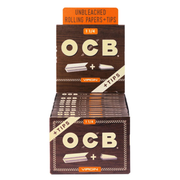 OCB VIRGIN 1 1/4 ROLLING PAPERS  W/TIPS