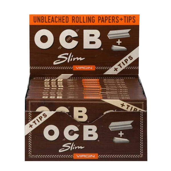 OCB VIRGIN SLIM ROLLING PAPERS  W/TIPS