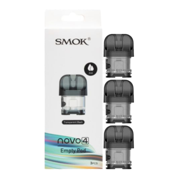 SMOK NOVO 4 EMPTY REPLACEMENT POD CARTRIDGE- TRANSPARENT BLACK