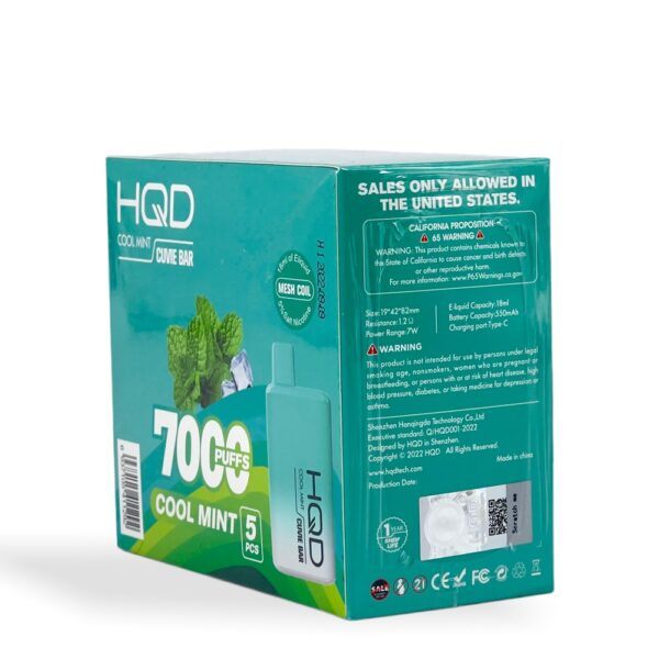HQD CUVIE BAR 5% NIC DISPOSABLE - COOL MINT - Image 2