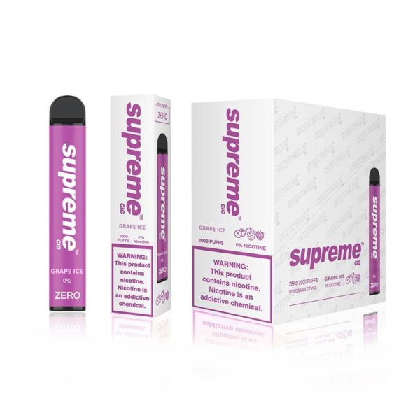 SUPREME CIG ZERO 0% NIC DISPOSABLE - GRAPE ICE