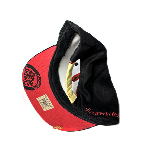 RAW SNAP BACK CAP WITH RED STITCHING & POKER - BLACK - Image 2