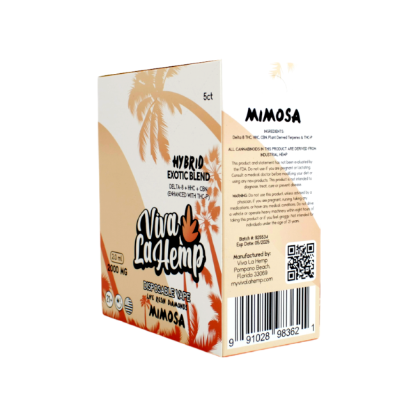 VIVA LA HEMP D8 EXOTIC BLEND LIVE RESIN 2ML DISPOSABLE HYBRID - MIMOSA - Image 3