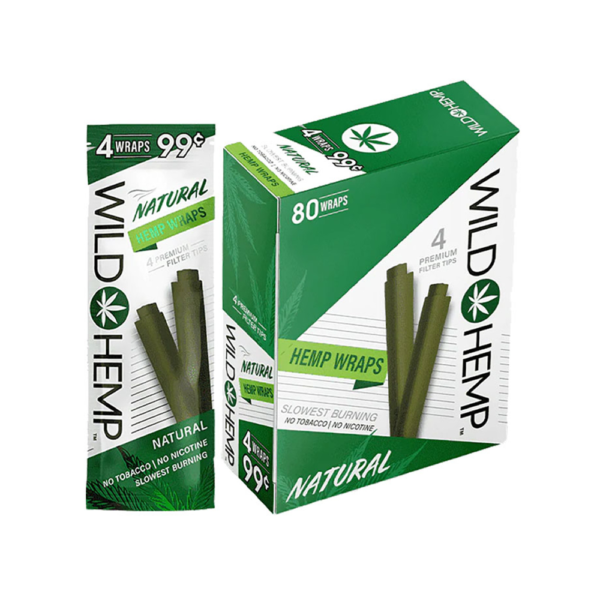 WILD  HEMP W/ FILTER TIP 4/0.99 WRAPS - NATURAL