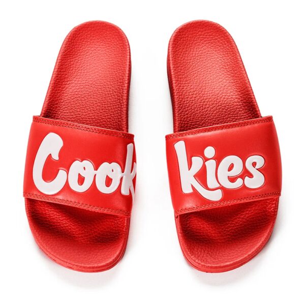 COOKIES ORIGINAL LOGO LEATHER RED SLIDES - ASSORTED SIZES