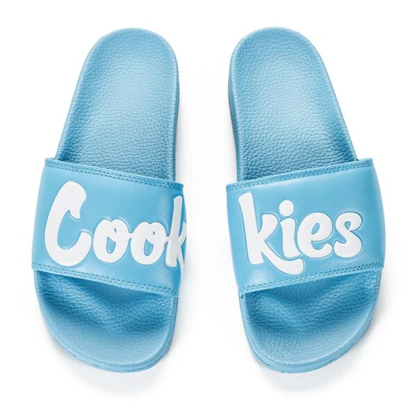 COOKIES ORIGINAL LOGO LEATHER BLUE SLIDES - ASSORTED SIZES
