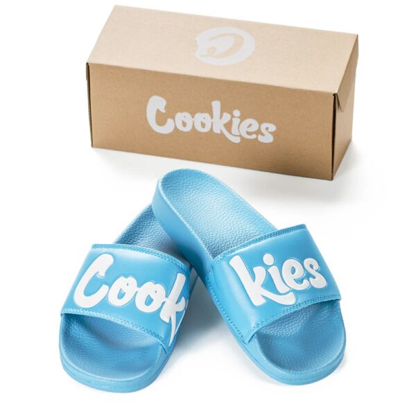 COOKIES ORIGINAL LOGO LEATHER BLUE SLIDES - ASSORTED SIZES - Image 3