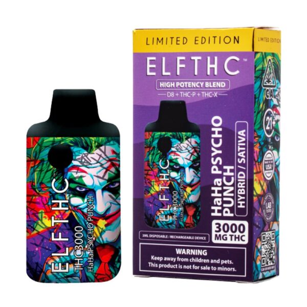 ELF THCA 3000MG DISPOSABLE HYBRID / SATIVA - HAHA PSYCHO PUNCH