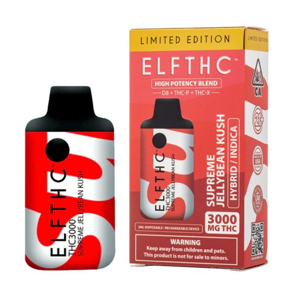 ELF THCA 3000MG DISPOSABLE  HYBRID/ INDICA - SUPREME JELLYBEAN KUSH