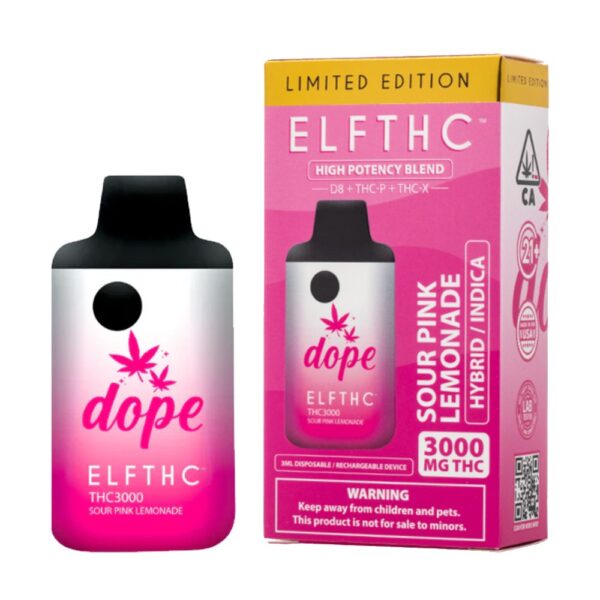 ELF THCA 3000MG DISPOSABLE  HYBRID/ INDICA - SOUR PINK LEMONADE