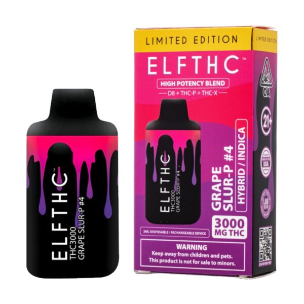 ELF THCA 3000MG DISPOSABLE  HYBRID/ INDICA - GRAPE  SLUR-P#4