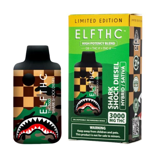 ELF THCA 3000MG DISPOSABLE  HYBRID/ SATIVA - SHARK SHOCK DIESEL